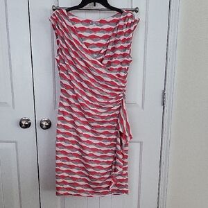 Mabel Red and White V-Neck Sheath Dress